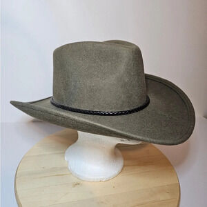 Tombstone Felt Western Hat 20" Brim Olive Size L/G 100% Wool Hecho En Mexico